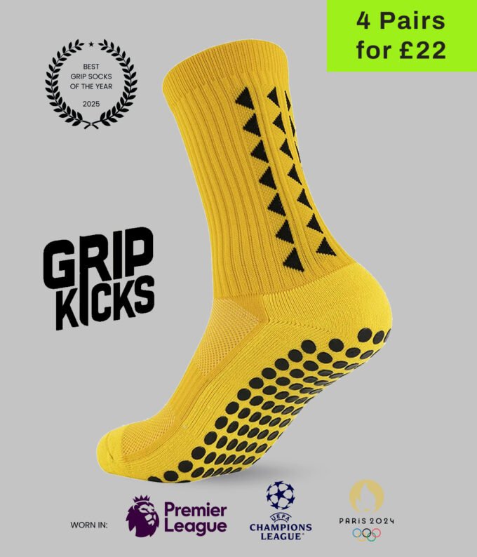 Grip Socks 3.0 – Mid-Calf Yellow Anti-Slip Sports Socks